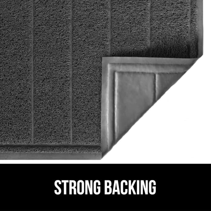 GORILLA GRIP Dirt Grabber Mesh Doormat, Low-Profile, Stain and Fade Resistant Heavy Duty Quick Dry Striped Doormats, Mats for Indoor or Outdoor Entry, Shoe Scraper, Garage Entrance Mat 47x35 Dark Gray