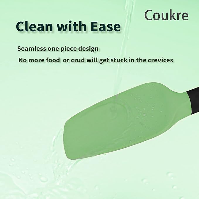 Coukre Silicone Spatula Set of 5,High Temperature Resistant, Food Grade Silicone, Dishwasher Safe, for Baking, Cooking (Grass Green)