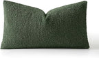 MIULEE Textured Boucle Throw Pillow Cover Christmas Dark Green Accent Solid Lumbar Pillow Case Decorative Soft Pack of 1 Couch Cushion Chair Sofa Bedroom Livingroom Home Decor,12x20 Inch