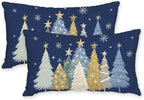 AACORS Christmas Pillow Covers 12X20 Set of 2,Watercolor Christmas Tree Stars Decoration Holiday Farmhouse Winter Pillow Case for Sofa Couch Decor（Blue） AA608-12-2