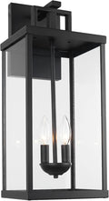 Outdoor Lantern, 21 Inch Exterior Waterproof Wall Sconce Light Fixture, Black Front Porch Light with Clear Glass, Modern Outside Lamp for Patio Doorway