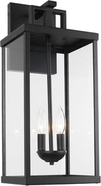 Outdoor Lantern, 21 Inch Exterior Waterproof Wall Sconce Light Fixture, Black Front Porch Light with Clear Glass, Modern Outside Lamp for Patio Doorway