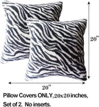 Black White Square Pillow Cover Soft Fluffy Fuzzy Faux Fur Zebra Stripe Throw Pillows Modern Decorative Accent Cushion Covers Pillowcase for Couch Sofa Living Room Bedroom, 20x20