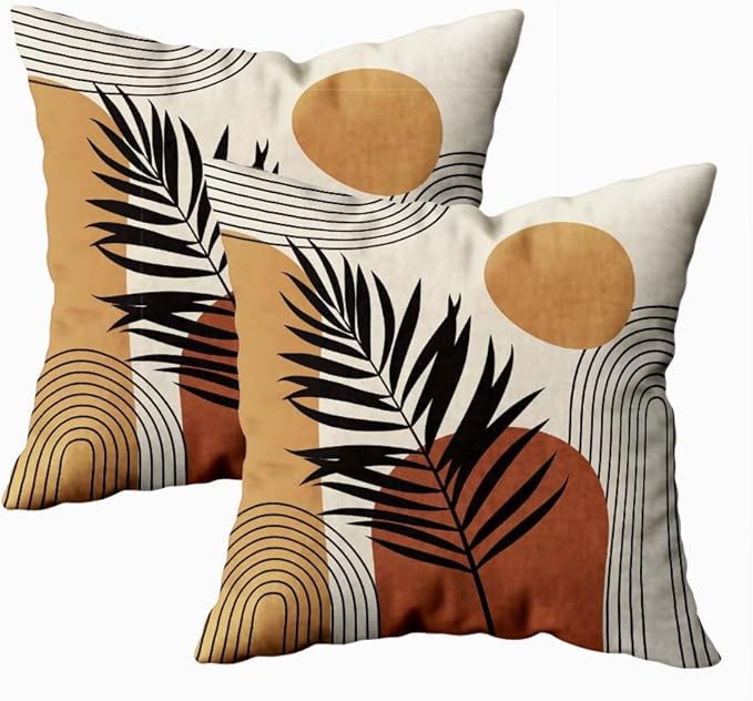 CAPSCEOLL Boho Abstract Throw Pillow Covers 18X18 Set of 2,Modern Abstract Art Organic Pillow Cases Cushion Covers for Living Room Bedroom Decorative Throw Pillowcases for Sofa Couch Chair