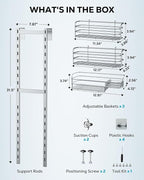Nieifi Over The Door Shower Caddy Pantry Organizer Rack, Adjustable Hanging Shower Organizer Shelf Basket Storage Rack, Bathroom Shelves Drill Free Extra Large, Silver