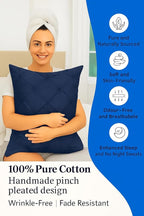 COTTON STICH King Pillow Shams Set Of 2 Navy Blue 20x36 Pinch Pleated Pillow Shams Pillow Covers Hotel Quality 100% Egyptian Cotton 600 Thread Count Gorgeous Decorative Pinch King Pillow Sham Set of 2