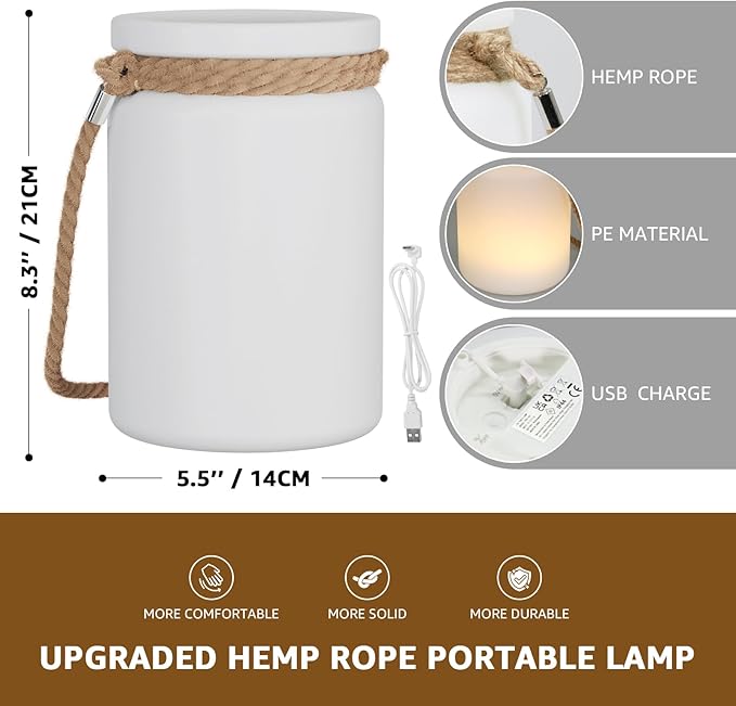 uuffoo LED Lamp Lantern Table Lamp Cordless Shower Lamp IP44 RGB and Warm White Dimmable for Indoor Outdoor Patio Camping Restaurant Home