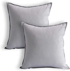 Jeanerlor Set of 2 Decorative Cotton Linen Chair Throw Pillow Case, Sofa Durable Classy, Comfortable Cushion Cover for Living Room Car 26"x26"(65 x 65cm), Silver Grey