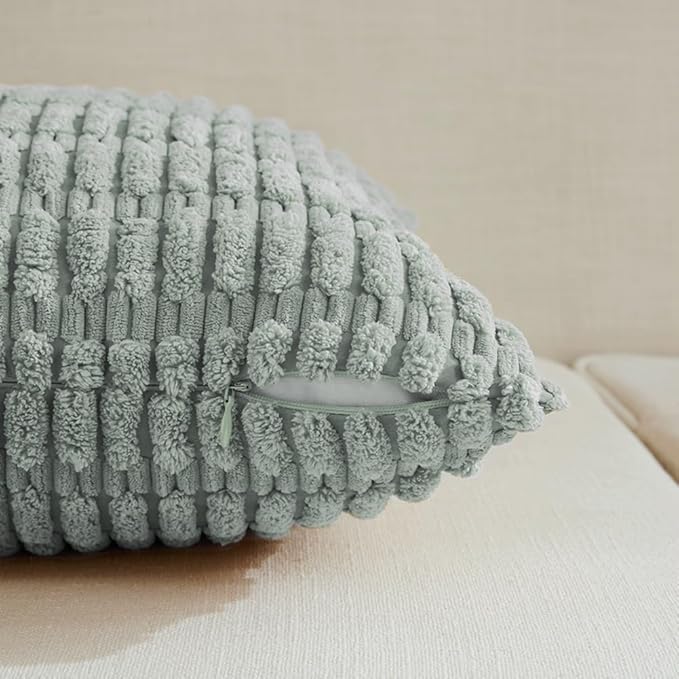 Fancy Homi Decorative Throw Pillow Covers for Living Room Couch Bed, Modern Farmhouse Boho Home Decor, Accent Cushion Case (14 x 24-Inch, Grey Blue)