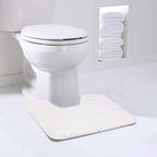 Walensee Bathroom Contour Rug (20x24, Ivory) Non Slip Bath Mat Water Absorbent Soft Microfiber Shaggy Bathroom Mat Machine Washable Bath Rug U Shape Toilet Rug