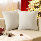 EMEMA Pack of 2 Velvet Pillow Covers Decorative Square Pillowcase Soft Solid Cushion Case for Sofa Bedroom Car 16x16 Inch Cream White