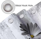 Rustic Farmhouse Shower Curtain, Farm Gray Grey Daisy Floral Flowers and Butterfly on Country Wooden Shower Curtain for Bathroom, Gray White Yellow Shower Curtain with 12PCS Hooks, 70X75IN