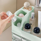 Makeup Organizer with Drawers for Vanity,Bathroom Countertop Organizer with Brushes Holder,Skincare Storage Organizer,Perfect Cosmetic Display Case for Skincare,Lipstick and Beauty Essential (Green)