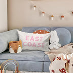 Pink Coastal Throw Pillow Cover 12x20, Preppy East Coast Coquette Pink Decor for Girls Room College Sofa Couch, Trendy Retro Dorm