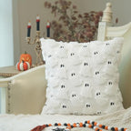 GEEORY Halloween Ghost Soft Plush Pillow Covers, 16 x 16 Inch Set of 2, Fluffy Faux Fur Wool Decorative Farmhouse Cushion Case for Sofa Home Decoration White GC026-16