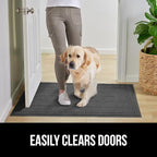 GORILLA GRIP Dirt Grabber Mesh Doormat, Low-Profile, Stain and Fade Resistant Heavy Duty Quick Dry Striped Doormats, Mats for Indoor or Outdoor Entry, Shoe Scraper, Garage Entrance Mat 35x23 Dark Gray