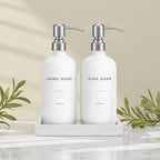 White Soap Dispenser for Kitchen Sink, Dish and Hand Soap Dispenser with Silver Stainless Steel Pump, Perfect for Kitchen Decor and Accessories. (Silver & White)