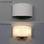 Yosoan 2-Light Linen Fabric Boho Hallway Wall Sconce Indoor Light Fixture, Dual Vintage Industrial Hardwired Half Moon Wall Lighting Semicircle Textile Shade for Bedroom Living Room Corridor Study