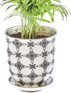 CHIVE ‘Liberte’ Ceramic Succulent Pots — 4.25” Cute Vintage Farmhouse Style Planters for Indoor Plants — Beautiful Home & Kitchen Decor — Black Stars