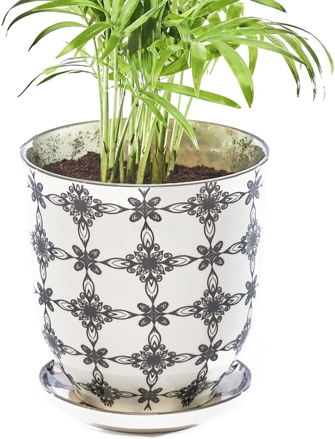 CHIVE ‘Liberte’ Ceramic Succulent Pots — 4.25” Cute Vintage Farmhouse Style Planters for Indoor Plants — Beautiful Home & Kitchen Decor — Black Stars