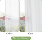KGORGE Non See Through White Sheer Shower Curtain 84 inches Long, Privacy Button Hole Waterproof Lightweight Washable Shower Curtains for Bathroom Bathtub, W72 x L84, 1 Panel, Hooks Included