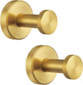 APLusee Brushed Gold Bathroom Towel Hooks 2 Pack, 304 Stainless Steel Robe Hooks for Kitchen Garage, Wall Mounted