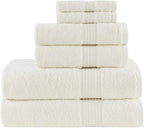 Madison Park Organic 100% Cotton Bathroom Towel Set, Hotel & Spa Quality Highly Absorbent, Quick Dry, Include for Shower, Handwash & Facial Washcloth, Multi-Sizes, Ivory (Pack of 2)