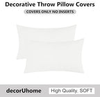 decorUhome Chenille White Throw Pillow Covers 12x20 Inch Set of 2, Decorative Soft Couch Pillow Covers Solid Dyed Accent Velvet Farmhouse Neutral Rectangle Christmas Pillow Cases for Sofa Living Room