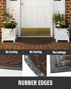 tchdio Door Mat Outdoor Indoor Entrance Doormat-Semicircular Durable Rubber Non Slip Front Door Mat for Outside Inside Entry Entryway Dirt Trapper WelcomeMat for Muddy Paws and Shoes-Brown 17”x30”