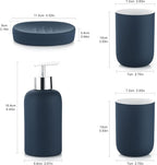 DUFU Blue Bathroom Accessory Set 4 Pieces, Ceramic Bathroom Set for Bathroom Decor, Accesorios para Baños, Blue Bathroom Accessories with Soap Dispenser, Soap Dish and 2 Tumbler