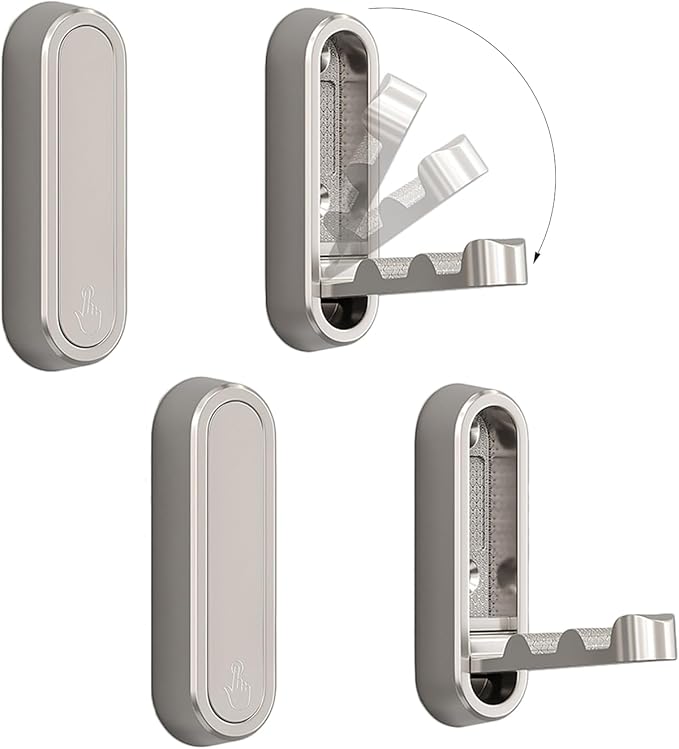 4PCS Folding Coat Hook, Heavy Duty Wall Hooks Made of Zinc Alloy, Foldable Wall Hooks for Hanging Coats, Scarves, Hats, Bathrobes, Keys, Bags (Silver)
