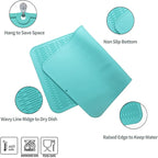 Silicone Dish Drying Mat for Multiple Usage,Easy clean,Eco-friendly,Heat-resistant Silicone Mat for Kitchen Counter or Sink,Refrigerator or Drawer Liner Mint 4XL 32 inches x 18 inches