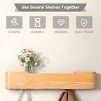 Pack Coat Rack Wall Mount Hidden Key Rack Entryway Hooks Solid Wood Veneer Panel Coat Hanger Wall Shelf with Hook Stainless Steel for Bedroom Kitchen Hallway Bathroom (Oak, 5 Hooks)