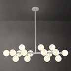16-Light Globe Sputnik Chandelier, Mid Century Modern Light Fixture Over Table, Chrome Silver Linear Chandeliers for Dining Room and Kitchen Island (Milk White Glass Bubble Shades, 40 Inch)