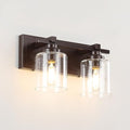2 Light Modern Bathroom Light Fixtures Over Mirror, Bronze Finish Vanity Lights for Bathroom Wall Sconces with Clear Glass Shades, E26 Socket (Bulbs Not Included)