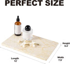 Natural Marble Cutting Boards for Kitchen - 12" x 8" Multi-Purpose Pastry Marble Tray Cheese Board Marble Slab for Counter, Bathroom Perfume Tray Jewelry Candle Plate (Yellow)