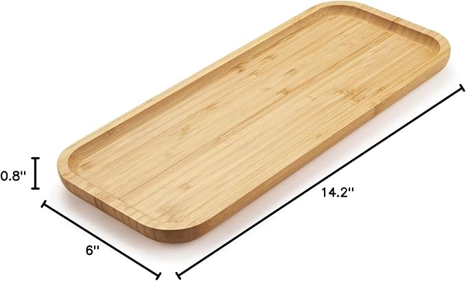 Bamboo Vanity Tray, Bathroom Counter Tray, Toilet Tank Top Tray for Organizing and Decor Display, 14.2 x 6 x 0.8 inch