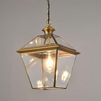 Milaii Copper Brass Outdoor Pendant Light, 16.5" H Large Lantern Hanging Light Fixtures Waterproof Porch Light Outdoor Chandelier for Patio Entryway