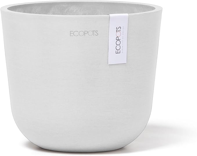 Ecopots Oslo Mini Durable Modern Round Indoor/Outdoor Recycled-Based Composite Flower Pot Planter, Pure White, 6"