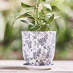 CHIVE ‘Liberte’ Ceramic Succulent Pots — 4.25” Cute Vintage Farmhouse Style Planters for Indoor Plants — Beautiful Home & Kitchen Decor — Grey Forest