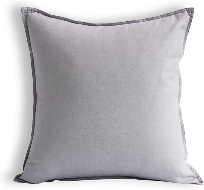 Jeanerlor Solid Cotton Linen Decoration Toss Throw Pillow Sham Cushion Case Special Pillow Cover Delicate Decorative Pillowcase for Children Kid Baby, 18"x18"(45 x 45cm), Silver Grey