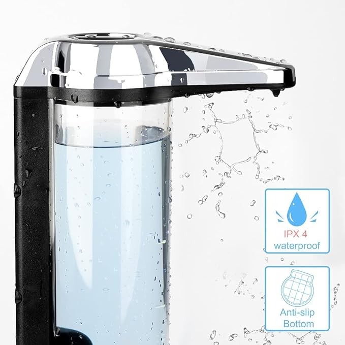 Secura 17oz Automatic Liquid Soap Dispenser, Touchless Battery Operated Hand Soap Dispenser with Adjustable Soap Dispensing Volume Control Dial, Personal Care Dispenser for Household Use (Chrome)