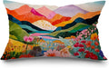 JINYO Abstract Mountain Pillow Covers 12x20 inch,Abstract Mountain Floral Pillow Cover Watercolor Landscape Decorative Pillow Covers for Home Bedroom Living Room Office Decor, Vintage Western Decor
