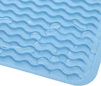 Silicone Dish Drying Mat for Multiple Usage,Easy clean,Eco-friendly,Heat-resistant Silicone Mat for Kitchen Counter or Sink,Refrigerator or drawer liner Light Blue L 16 inches x 12 inches