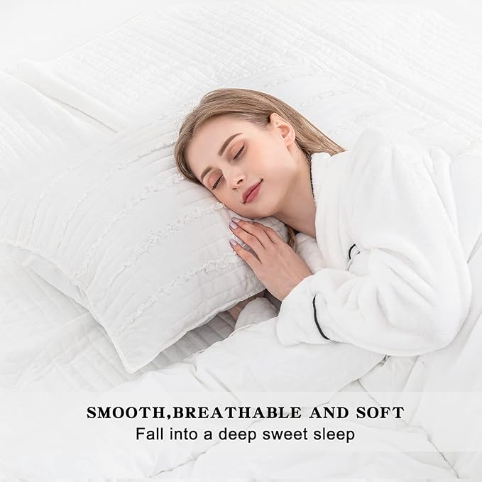 BOSOWOS Standard Size Pillow Shams Set of 2, Ultra Soft Breathable 20 x 26 Inches Pillow Case Envelope Closure, Microfiber Farmhouse Bed Pillowcases for Easy Care, White