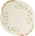 Belleek Classic Shamrock 11" Bread Plate - Handmade Porcelain Ceramic Serving Platter with Handles - White Decorative Serving Tray - Oven Safe Serving Dish, Tray for Kitchen Counter
