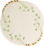 Belleek Classic Shamrock 11" Bread Plate - Handmade Porcelain Ceramic Serving Platter with Handles - White Decorative Serving Tray - Oven Safe Serving Dish, Tray for Kitchen Counter