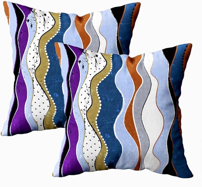CAPSCEOLL Abstract Throw Pillow Covers Modern Home Art Decor,Circles Waves and Dots Paint Strokes and Splashes 16X16 Inches Set of 2 Pillow Cases Decorative for Bedroom,Living Room,Cushion Couch Sofa
