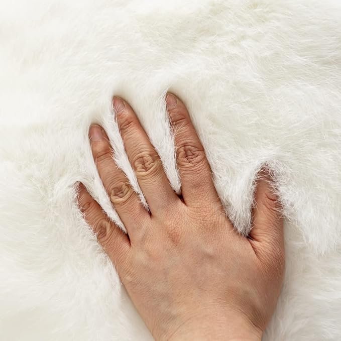 Throw Pillow Covers Fur Rabbit Skin Fur Sofa Pillow Case Cushion Cover (White, 30×50cm（12in×20in）