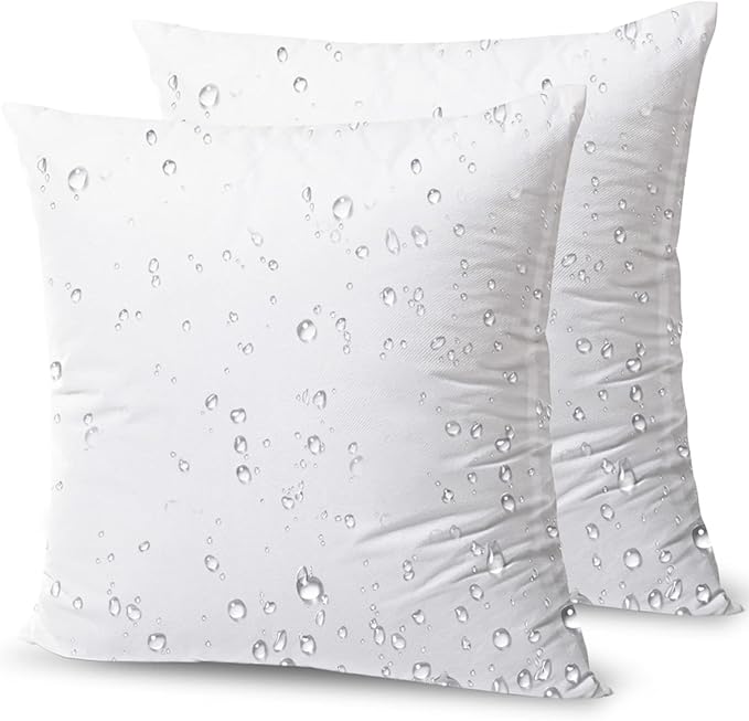 Phantoscope Premium Outdoor Pillow Inserts - Pack of 2 Square Form Water Resistant Polyester Throw Pillows, Couch Sham Cushion Stuffer, 18 X 18 inches